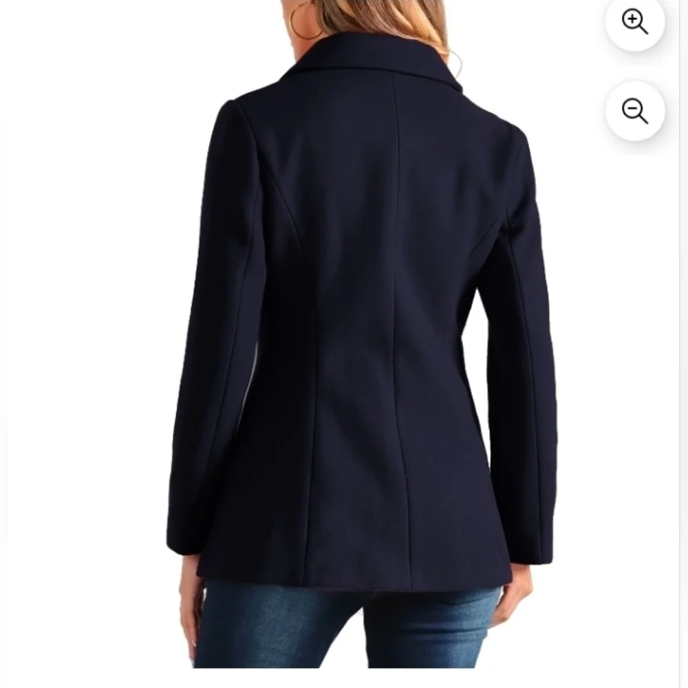 Allegra K Women's Peter Pan Collar Single Breasted Overcoat Coat